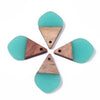 P1023 - 4 pcs. Teal Resin and Wood Teardrop Flat Pendant - 28mm x 18mm - (1.1" x 0.71") - SMALL - Great for Earrings and Necklaces!
