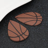 P216 - 10 pcs. Brown Basketball Ball Faux Leather Dangle Charms Pendants - Teardrop - Sports - 57mm (2.25") - Double-Sided