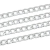 N112 - 2M (6.56 Ft) - Silver Tone Link Curved Chain - 13x9mm - Aluminum - Beveled - Flat