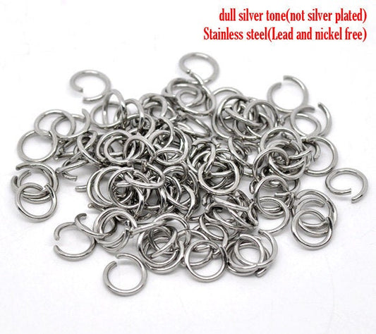 J182A - 100 pcs 304 Stainless Steel Open Jump Rings 9mm - 16 Gauge - THICK - HEAVY - High Quality - Silver Tone