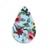 P859 - 10 pcs. Blue Floral Faux Leather Dangle Charms Pendants - Teardrop - 56mm (2.2") - Double Sided - Great for Earrings, Necklaces or Dangles