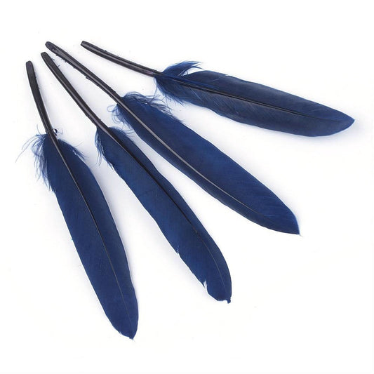 P377 - 10 pcs Dark Blue Dangle Charms Pendants - Feather - 100mm (3.93") to 150mm (5.9") - Great for Light Earrings or Dangles! Just add crimps!