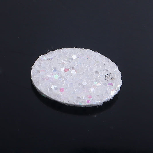 CA944 - 10 pcs. White Multicolor AB Glitter Faux Leather Dangle Charms Pendants - Circle - 30mm (1.18") - Double-Sided