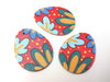 P2068 - 6 pcs. Red Faux Leather Dangle Charms Pendants - Egg Teardrop - Easter - 51mm (2") - Double-Sided - Flowers