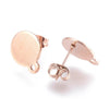 E510 - 10 pcs. (5 pairs) 304 Stainless Steel Rose Gold Earring Posts/Bases/Studs/Settings - 12.5mm x 10mm - 10mm Diameter - Hole Size: 1.4mm