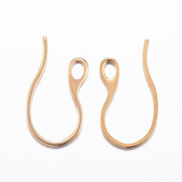 e793 - 10 pcs 304 Stainless Steel Earring Hooks with Loop Hole - Gold - 22mm x 11mm - Hole Size: 2.5mm x 3.5mm - Tarnish Resistant!