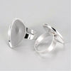 RB038 - 10 pcs. Silver Plated ADJUSTABLE Cabochon Setting Bezel RING bases settings - Ring Size 8 US - Glue Pad - 25mm x 18mm - Teardrop - 25x18mm
