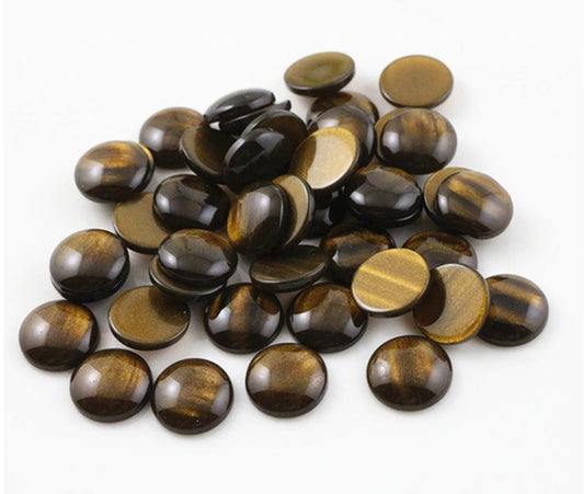 CA990 - 10 pcs Resin Embellishment Cabochons Brown and Black - 12mm - Circle - Amber Imitation
