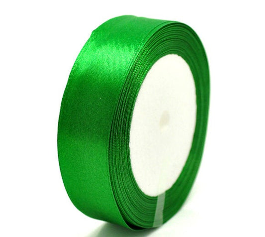 H067 - 1 Roll - 25 yards (75 feet) - 1" - 25mm - 1 inch - Wide Green Satin Ribbon - Weddings, Floral Arrangements, Favors, Decor!