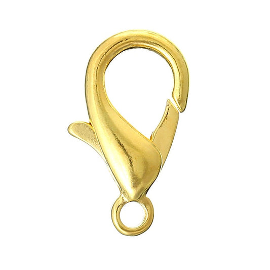 CL159 - 50 pcs. Gold Plated Lobster Clasps - 21mm X 12mm - Claw Clasps - Hole Size: 2.3mm