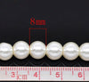BD096 - 8mm Ivory Glass Pearl Imitation Round Beads - 32 inch strand