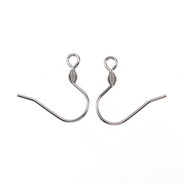 E702 - 100 pcs 304 Stainless Steel Silver Tone Earring Hooks with Spring - 22mm x 22mm - Hole Size: 2mm - Tarnish Resistant!