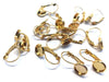 E460 - 10 pcs. Bright Gold Plated Earring Clips Settings Lever Back Bezels Cabochons - 8mm Glue Pad Setting