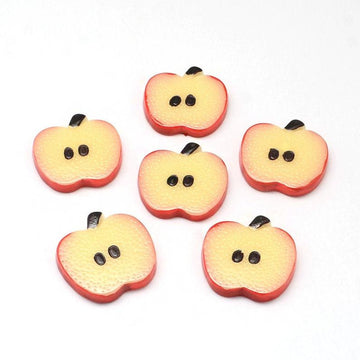 CA592 - 10 pcs Resin Embellishment Cabochons - Food - Apple - Fruit - Slices - 28mm x 27mm