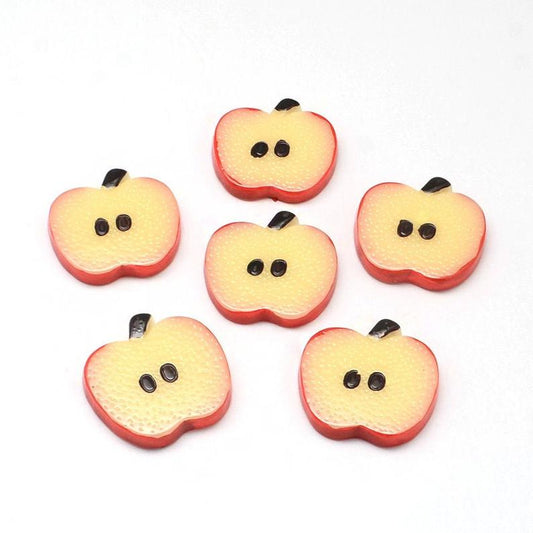 CA592 - 10 pcs Resin Embellishment Cabochons - Food - Apple - Fruit - Slices - 28mm x 27mm