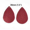 P2031 - 10 pcs. Maroon Red Faux Leather Dangle Charms Pendants - Teardrop - 38mm (1.5") - Great for Light Earrings or Dangles! Double-Sided