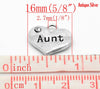 P042 - 10 pcs. Antique Silver "Aunt" charm with rhinestone - 16mm X 14mm