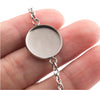 B093 - 3 pcs. 304 Stainless Steel Silver Tone Chain Bracelets - 7.09" (18cm) - 16mm Bezel - Tarnish Resistant!