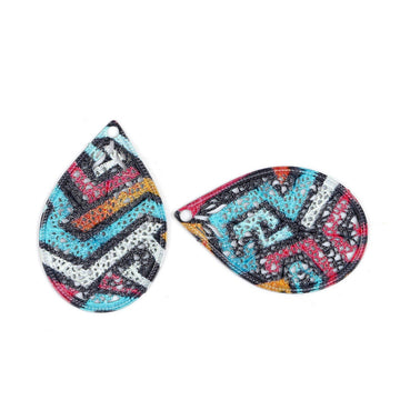 P633 - 10 pcs Multicolor Teardrop Metal Enamel Dangle Charms Pendants - 26mm x 17mm - 1.1" - Graffiti - Great for Earrings, Dangles