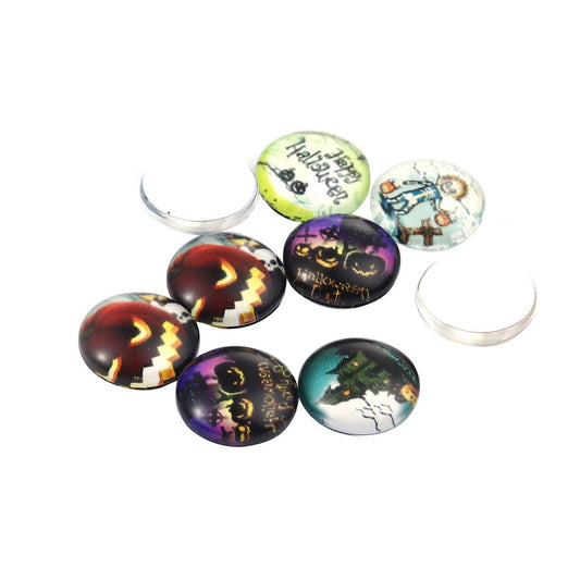 CA831 - 10 pcs Circle Halloween Glass Round Dome Seals Tiles Cabochons - 12mm - Set 5