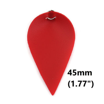 P2037 - 10 pcs. Red Faux Leather Dangle Charms Pendants - Pinch Leaf - Silver Tone Jump Ring - 45mm (1.77") - Great for Earrings or Dangles! Small