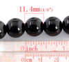 BD625 - 12mm Black Glass Pearl Imitation Round Beads - 16 1/4 inch strand (Approx. 34 Beads)