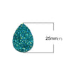 CA913 - 10 pcs Drusy Druzy Resin Embellishment Teardrop Cabochons - Aqua Blue Green AB - 25x18mm - 25mm x 18mm - 18x25mm - Tear Drop - Thick: 4.5mm
