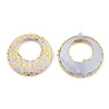 P402 - 4 pcs. Gray and Gold Raffia Dangle Charms Pendants - Circle Hoop Weave - 44mm (1.73") - Great for Earrings or Dangles!
