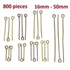 A040 - 800 pcs. Antique Bronze Eye Head Pins - 16mm to 50mm - Assortment Mix - 21 Gauge