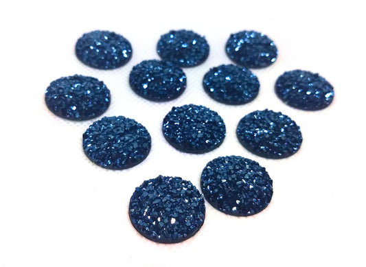 CA620 - 10 pcs Druzy Resin Embellishment Cabochons Dark Blue - 20mm - Dome Style