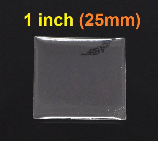 CA003 - 180 Square Clear Dome Epoxy Resin Stickers - 25mm (1 inch)