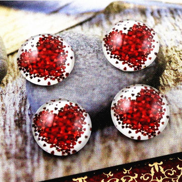 CA929 - 10 pcs Circle Heart Glass Round Dome Seals Tiles Cabochons - 12mm - Style A