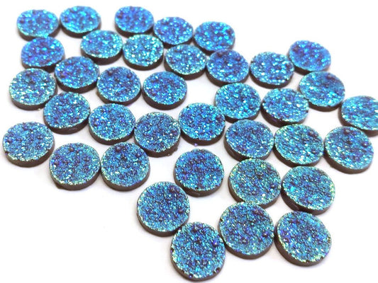 CA1015 - 10 pcs Druzy Resin Embellishment Cabochons Sandy Blue - 12mm