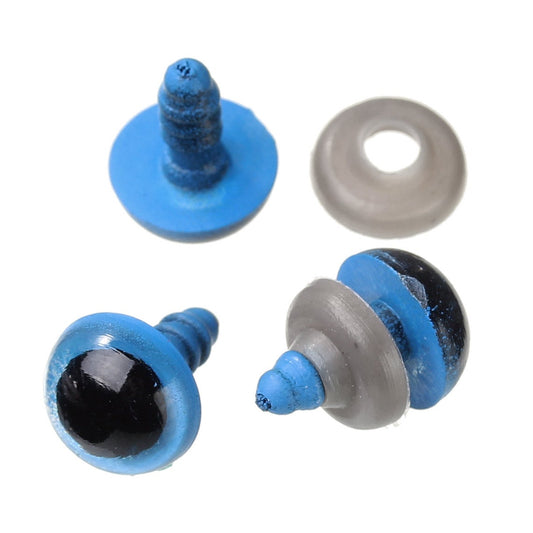 DO019 - 6 sets (12 pieces) Blue Safety Eyes and Backs for Doll and Toy Making - 9mm - 14x9mm - 14mm
