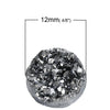 CA844 - 10 pcs Druzy Resin Embellishment Cabochons Dark Charcoal Silver AB - 12mm