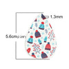 P2057 - 10 pcs. White Faux Leather Dangle Charms Pendants - Teardrop - Christmas - 56mm (2.2") - Great for Light Earrings or Dangles! Double-Sided