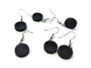 E550 - 10 pcs. Stainless Steel Silver Tone Earring Dangle Hooks Settings Bezels Cabochons - 10mm Glue Pad Setting - Wood Trays - Black