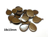 P1159 - 10 pcs. Antique Bronze Teardrop Bezel Cabochon Pendant Tags Trays - 18mm x 13mm Glue Pad - Setting - 13x18mm - 18x13mm