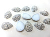 CA671 - 10 pcs Drusy Druzy Resin Embellishment Teardrop Dome Cabochons - Silver - 25x18mm - 25mm x 18mm - 18x25mm - Sew On - 2 Holes