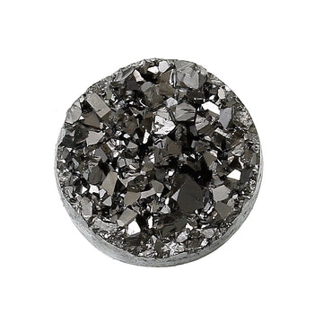 CA143 - 10 pcs Druzy Resin Embellishment Cabochons Dark Grey Gray Silver Gunmetal AB - 12mm Diameter - Circle - 3.6mm Thick
