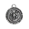 P408 - 2 pcs. Antique Silver Saint Christopher Circle "Protect" Charms Pendants - 29mm x 24mm ( 1 1/8" x 1") - Double
