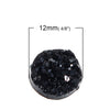CA182 - 10 pcs Druzy Resin Embellishment Cabochons Black AB- 12mm Diameter - Circle - 3.6mm Thick