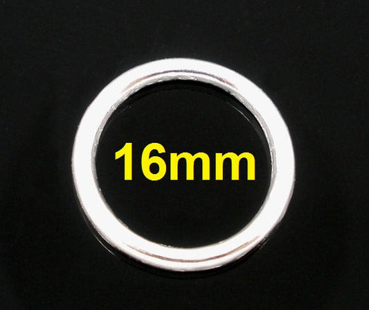 J245 - 100 pcs Silver Plated Soldered Closed Jump Rings - 16mm - 12 Gauge (2mm Thick)