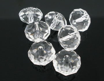 BD650 - 20 pcs. Clear Crystal Glass Faceted Rondelle Beads - 8mm - Hole Size: 1.3mm