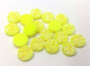 CA681 - 10 pcs Druzy Resin Embellishment Cabochons Neon Yellow Multicolor - 12mm Diameter - Circle - 3.6mm Thick