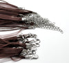 N218 - 15 pcs. Coffee Brown Organza Ribbon Waxen Cord Necklaces with Lobster Clasp - 17 inch (43 cm) - Claw Clasp