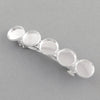 H042A - 2 pcs Silver Plated French Hair Barrettes Hair Clips - 71mm x 14mm - 12mm Glue Pad - LARGE - 5 Bezels