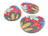 P2068 - 6 pcs. Red Faux Leather Dangle Charms Pendants - Egg Teardrop - Easter - 51mm (2") - Double-Sided - Flowers