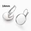 E158 - 10 pcs. 304 Stainless Steel Earring Clips Settings Lever Back Bezels Cabochons - 14mm Glue Pad Setting