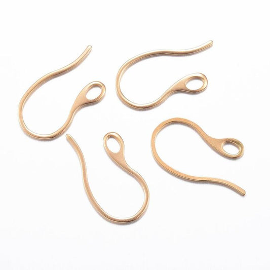 e793 - 10 pcs 304 Stainless Steel Earring Hooks with Loop Hole - Gold - 22mm x 11mm - Hole Size: 2.5mm x 3.5mm - Tarnish Resistant!